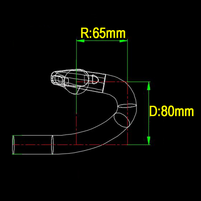 Yüksek Kaliteli Karbon Yolu Yarış Bisikleti İçin Rahat Kılavuz 65mm Uzaklaşmak 80mm W1 Genişliği 340/380/420/460MM 7