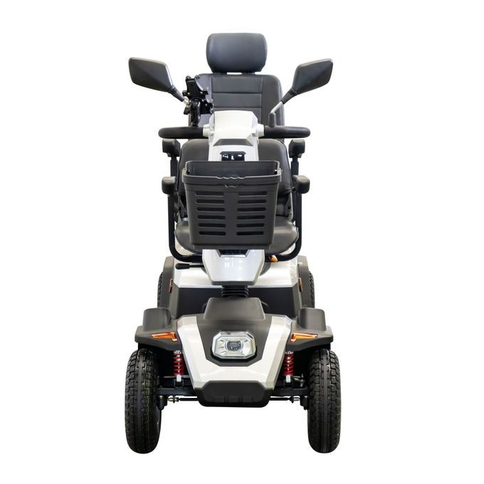 950W Çift Koltuklu Elektrikli Mobilite Scooter Dış Yolculuk için Elektrikli Manyetik Frenle Beyaz 2